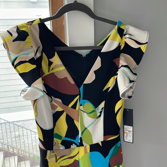 Rachel Roy Ruffled Sleeve Cropped Jumpsuit in Black Bloom Print - Picture 5 of 6